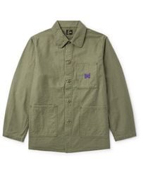 Needles - Logo-embroidered Cotton-canvas Overshirt - Lyst