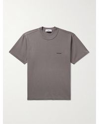 Stone Island - T-shirt in jersey di cotone tinta in capo con logo ricamato - Lyst