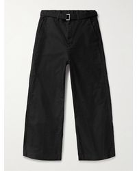 Sacai - Wide-leg Belted Cotton-moleskin Trousers - Lyst
