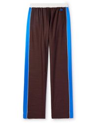 Wales Bonner - Courage Straight-leg Logo-embroidered Shell And Satin-trimmed Wool Track Pants - Lyst
