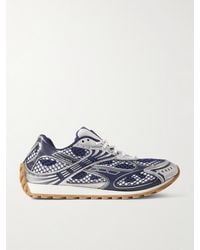 Bottega Veneta - Orbit Metallic Rubber And Mesh Sneakers - Lyst