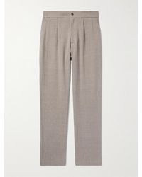 De Bonne Facture - Straight-leg Pleated Linen And Wool-blend Trousers - Lyst