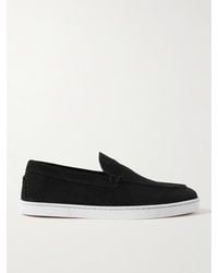 Christian Louboutin - Varsiboat Logo-embossed Suede Loafers - Lyst