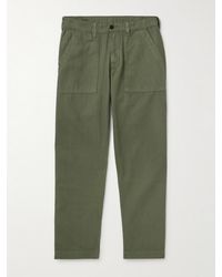 Drake's - Tapered Herringbone Cotton And Linen-Blend Twill Trousers - Lyst