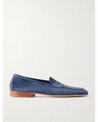 Edward Green - Polperro Leather-Trimmed Suede Penny Loafers - Lyst