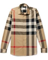 Burberry - Checked Cotton-Poplin Shirt - Lyst