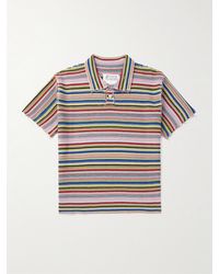 Maison Margiela - Gauge Slim-fit Frayed Striped Cotton Polo Shirt - Lyst