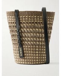 Loewe - Paula's Ibiza Braid Leather-Trimmed Raffia Shoulder Bag - Lyst