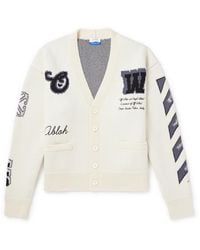 Off-White c/o Virgil Abloh - Varsity Embroidered Jacquard-knit Wool-blend Cardigan - Lyst