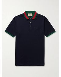 Gucci - Striped-Collar Regular-Fit Stretch-Cotton Piqué Polo Shirt - Lyst