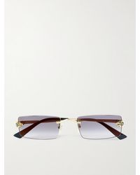Cartier - Panthère De Cartier Rectangular-Frame Rimless-Tone Metal Sunglasses - Lyst