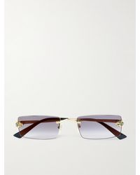 Cartier - Panthère De Cartier Rectangular-Frame Rimless-Tone Sunglasses - Lyst