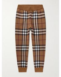 Burberry - Checked Cashmere-jacquard Tapered Sweatpants - Lyst