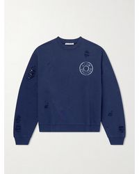 Acne Studios - Franziska Oversized Distressed Logo-Print Cotton-Blend Jersey Sweatshirt - Lyst