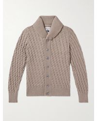 S.N.S. Herning - Stark Shawl-collar Cable-knit Virgin Wool Cardigan - Lyst