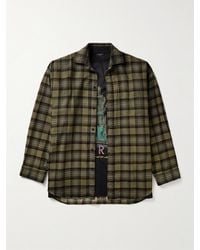 Balenciaga - Oversized Layered Checked Cotton-Flannel And Printed Jersey Shirt - Lyst