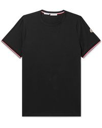 Moncler - Slim-fit Logo-appliquéd Contrast-tipped Cotton-blend Jersey T-shirt - Lyst