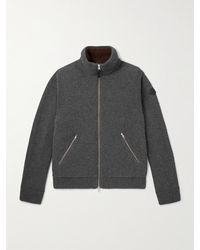 Moncler - Cardigan slim-fit imbottito in lana con finiture in shearling - Lyst