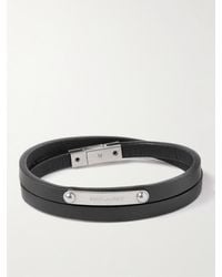 Saint Laurent - Wickelarmband aus Leder mit silberfarbenen Details - Lyst