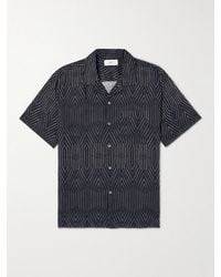 MR P. - Camp-Collar Printed Linen And Cotton-Blend Shirt - Lyst