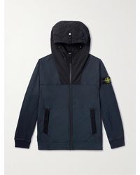 Stone Island - Shell-trimmed Cotton-jersey Zip-up Hoodie - Lyst