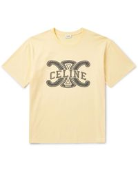 Celine - Logo-Print Cotton-Jersey T-Shirt - Lyst