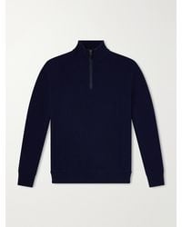 Canali - Ribbed Wool And Cashmere-Blend Half-Zip Sweater - Lyst
