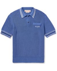 Marni - Logo-embroidered Striped Cotton Polo Shirt - Lyst