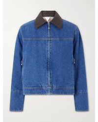 Bottega Veneta - Intrecciato Leather-Trimmed Denim Jacket - Lyst