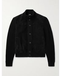 ZEGNA - Suede-Trimmed Textured-Cashmere Jacket - Lyst
