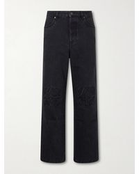 Loewe - Wide-leg Anagram-embroidered Jeans - Lyst