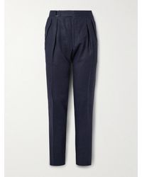 Canali - Slim-Fit Straight-Leg Pleated Garment-Dyed Linen Trousers - Lyst