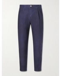 Folk - Assembly Slim-fit Pleated Cotton-twill Trousers - Lyst