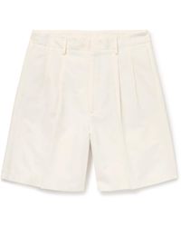 Loro Piana - Joetsu Wide-leg Pleated Cotton And Linen-blend Twill Shorts - Lyst