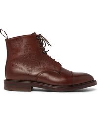 Kingsman - George Cleverley Cap-toe Pebble-grain Leather Boots - Lyst