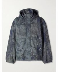 Balenciaga - Logo-Embroidered Distressed Printed Denim Hooded Jacket - Lyst