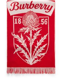 Burberry - Logo-Jacquard Fringed Wool Scarf - Lyst