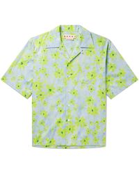 Marni - Convertible-collar Floral-print Cotton-poplin Shirt - Lyst