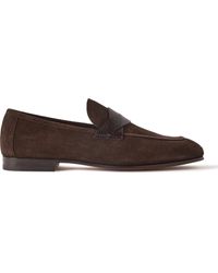 Tom Ford - Sean Textured Leather-trimmed Suede Loafers - Lyst