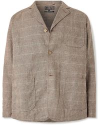 Beams Plus - Oversized Unstructured Prince Of Wales Checked Linen Suit Jacket - Lyst