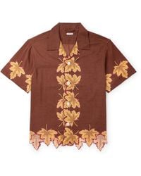 Bode - Harvest Floor Camp-Collar Embroidered Printed Cotton-Poplin Shirt - Lyst