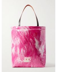 Marni - Leather-trimmed Faux Fur And Pvc Tote Bag - Lyst