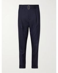 Officine Generale - Hugo Tapered Belted Wool Suit Trousers - Lyst