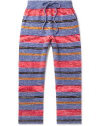 The Elder Statesman - Jasper Straight-leg Striped Brushed Cashmere-blend Sweatpants - Lyst