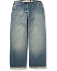Moncler Genius - Palm Angels Wide-leg Frayed Jeans - Lyst
