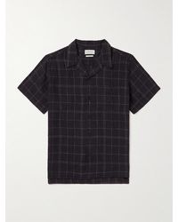 Oliver Spencer - Kariertes Hemd aus einer Baumwoll-Leinenmischung mit Reverskragen - Lyst