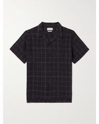 Oliver Spencer - Camp-collar Checked Cotton And Linen-blend Shirt - Lyst