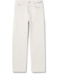 Marni - Straight-leg Logo-embroidered Cotton-drill Trousers - Lyst