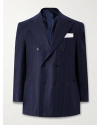 Kiton - Doppelreihiges Sakko aus Flanell aus einer Schurwoll-Kaschmirmischung mit Nadelstreifen - Lyst
