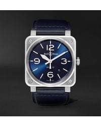 Bell & Ross - Br 03-92 Blue Steel Automatic 42mm Steel And Leather Watch - Lyst